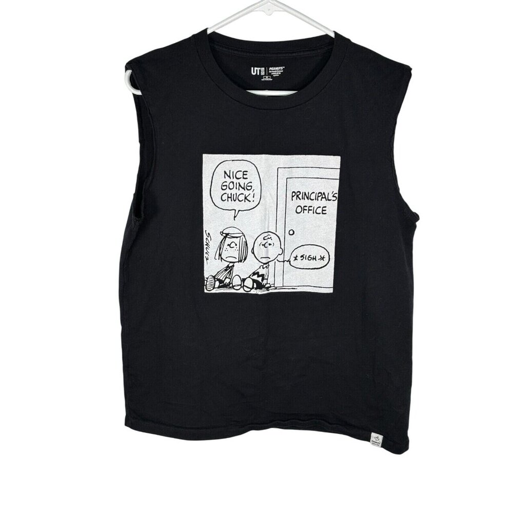 UNIQLO x Peanuts Black Sleeveless Tee Shirt M Cotton Unisex